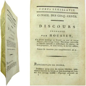Conseil des Cinq-Cents 1799 Discours Housset Jolyclerc phytologie plantes vertus - Imagen 1 de 6