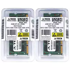 4GB KIT 2 x 2GB Dell Vostro 1015 1200 1310 1320 1400 1410 1500 Ram Memory - Picture 1 of 1