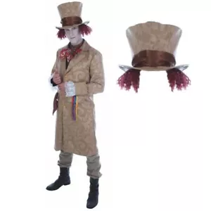 Herren Mad Hutmacher Kostüm Erwachsene Alice im Wunderland Kostüm Größe M-XL Buch Woche - Bild 1 von 5
