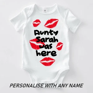 BABY ROMPER PERSONALISED CUSTOM NAME AUNT AUNTY AUNTIE BABY SHOWER GIFT - Picture 1 of 2