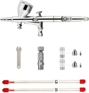 Dual Action Airbrush Kit Gravity Airbrush Gun with 0.2/0.3/0.5mm Needles Set - Picture 1 of 9