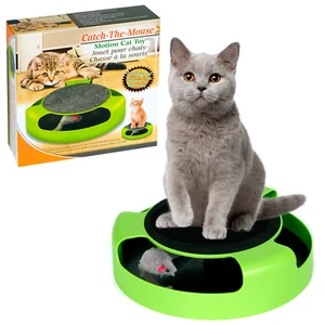 CAT KITTEN CATCH THE MOUSE PLUSH MOVING TOY SCRATCHING CLAW CARE MAT PLAY TOY - Picture 1 of 6