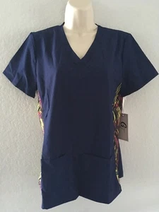{XS} GT Performance Medical Uniforme Top ÍNDIGO con colorido borde de tira - Imagen 1 de 4