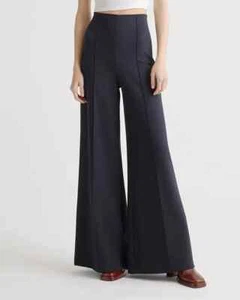 Quince Women's Navy Blue Ultra-Stretch Super Wide Leg Ponte Pants sz S NWT 32" - Picture 1 of 4