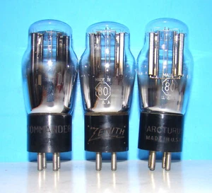 No type 80 radio audio amplifier vacuum 3 tubes valves tested St shape 280 380 - Picture 1 of 3