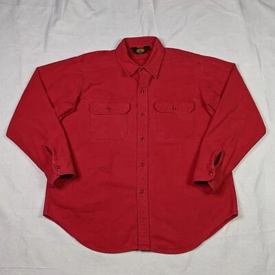 Vintage Woolrich Classic Chamois Button Shirt Mens Size L XL Red Heavy Distress - Image 1 of 4