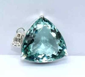 Natürlicher Blautopas Anhänger 925 Sterling Silber 92 kt + Billionenschliff HG Edelstein - Bild 1 von 8