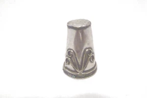 THIMBLE VINTAGE STERLING SILVER MEXICO ABALONE BAND W/APPLIED WIRE DESIGNS - Picture 1 of 5