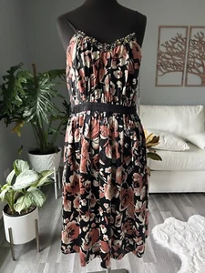 Abito donna Maria Bianco Nero 100% seta taglia Us L nuovo/etichette - Foto 1 di 8