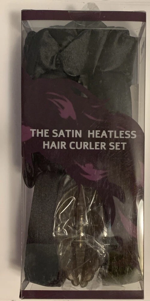 Black Satin Heatless Hair Curling Set with Scrunchie NEW IN BOX - Image 1 of 1