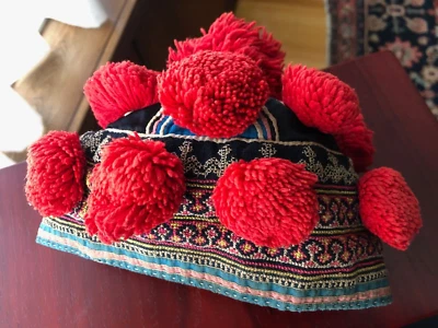 Antique Tribal Hmong Hand Embroidered Festival Hat Halloween Child/Baby - Image 1 of 4