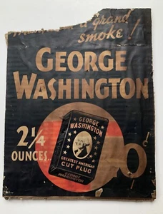 Letrero de tabaco Grand Smoke tapón corte 10 centavos George Washington vintage raro - Imagen 1 de 8