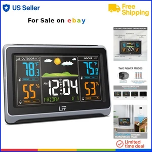 Wireless Indoor Outdoor Weather Station Digital Thermometer with Atomic Clock - Picture 1 of 13