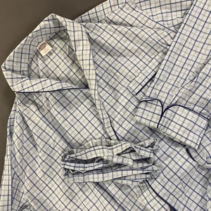 Brooks Brothers Morgenmantel Herren LG blau weiß Grafik knitterarm Baumwolle Gürtel - Bild 1 von 18