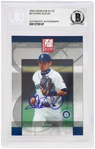 Ichiro Suzuki Signed Mariners 2002 Donruss Elite Card #3 (Beckett Encapsulated) - Picture 1 of 2