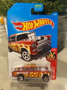 2017 Hot Wheels 12 Hw Fiamme 2/3m55 Chevy Bel Aria Gasser Raso Rosso W/5 Raggi - Foto 1 di 1