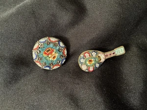 Antike Micro Mosaik Floral Blume RM Italien italienische Brosche Anstecknadel + Gitarre Lot - Bild 1 von 8