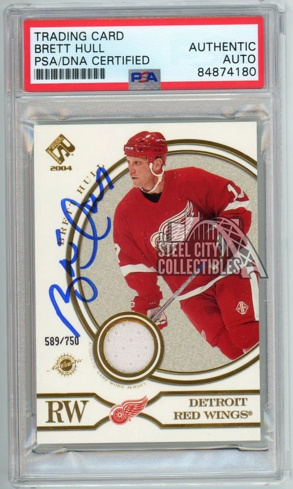 Brett Hull 2004 Pacific Private Stock Jersey Autograph Card #165 /750 PSA/DNA - Image 1 of 1