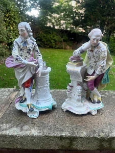 Statuine antiche porcellana Derby XVIII secolo inglese Shakespeare John Milton - Foto 1 di 24