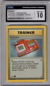 1999 POKEMON BASE SET 87/102 POKEDEX 1ST EDITION GERMAN CGC 10 - Picture 1 of 2