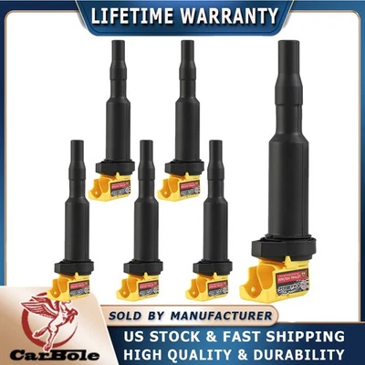 Paquete de 6 bobinas de encendido para BMW 545i 550i 645ci 650i 745i 750i M6 X5 X6 4,4 L 4,8 L Foto 1 de 4
