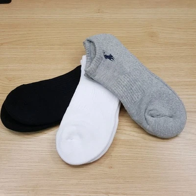 POLO RALPH LAUREN Low Cut Ankle Socks Mens Black White Gray 3-Pack Performance - Image 1 of 4