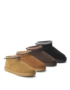 AUS WOOLI UGG Unisex Sheepskin Wool Altona Ankle Braid Boots - Picture 1 of 26
