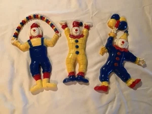Set 3 Vintage 1970's Burwood Homco Wall Hanging CLOWNS Kids / Infant Room - Picture 1 of 5