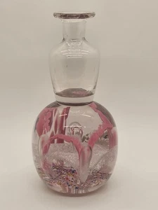 Art Glass Paperweight Style Vase w/Pink and Clear Bubbles Multi-Colored Specks - Picture 1 of 18