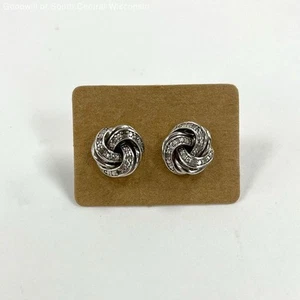 Gold-Plated Silver Classic Diamond Woven Knot Earrings, 2.8g - Picture 1 of 5