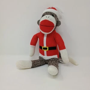 Galerie Santa Themed Sock Monkey Plush Toy Christmas Holidays Stuffed Animal - Picture 1 of 6