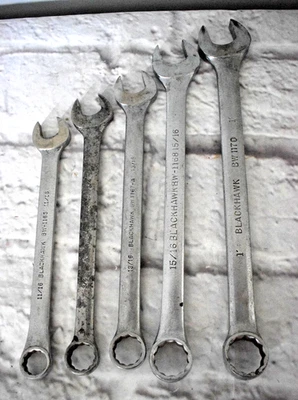 Set of 5 Blackhawk Forged Alloy Steel Wrenches USA 1” 15/16 13/16 3/4 11/16 Vtg - Image 1 of 4