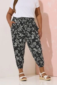 Yours Curve Women's Plus Size Cropped Harem Trousers - Picture 1 of 7