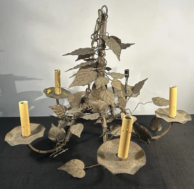 "Lámpara de araña italiana vintage de 5 luces listada por UL 23""x17,5"" como está"  Foto 1 de 4