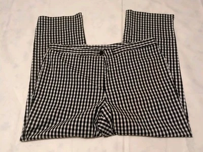 Pantalones largos Jones New York elásticos blancos y negros a cuadros mezcla de algodón talla 12 Foto 1 de 4