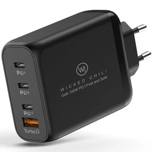 Wicked Chili 100W USB C Chargeur GaN Fast Charge Pour iPhone iPad MacBook - Photo 1/10