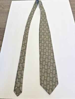 Corbata de seda Barneys New York hecha en Italia verde y crema Foto 1 de 4