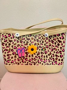 Bolso de Playa Grande Rojo Leopardo Impermeable con Dijes Gratis | EVA Viaje de Verano - Imagen 1 de 4