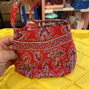 Vera Bradley FRANKLY SCARLET Red Hannah Small Handbag Purse Zip Close - Picture 1 of 5