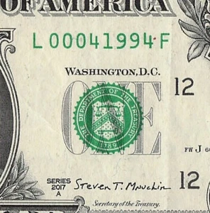 APR 1994 Date Note Fancy Serial Number One Dollar Bill 04 1994 Low Serial Number - Picture 1 of 11