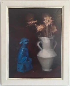 Expressionist Stillleben mit Fo Hund und Distel Ölgemälde - Bild 1 von 10