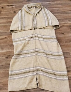 Tennessee Woolen Mills Manta Usable Envoltura Bata a Presión Mantón Gris Marrón Blanco - Imagen 1 de 4