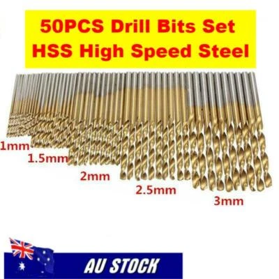 HSS 50PCS Drill Bits Set Titanium Coated HSS High Speed Steel 1/1.5/2/2.5/3mm AU - image 1 of 4