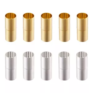 10Sets Brass Magnetic Clasps Tube Golden & Silver 25x10mm Hole: 9mm End Caps - Picture 1 of 7