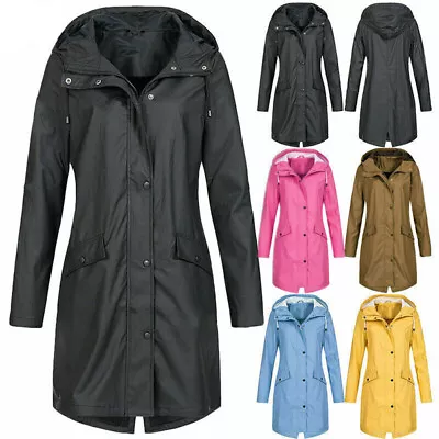 Plus Size Womens Waterproof Raincoat Ladies Outdoor Wind Rain Forest Jacket Coat - Image 1 of 4