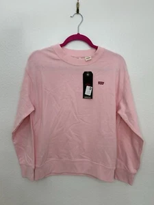 Levi's Sweatshirt Relaxed Fit Pink Red Women's Size Small Brushed Fleece New - Picture 1 of 10