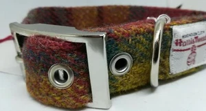 HARRIS TWEED Hundehalsband und Leine Burgund & Senf kariert PORTOFREI - Bild 1 von 7