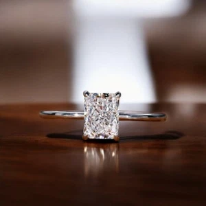 Ehering 18K Weißgold 1 Kt Radiant Cut Lab Created IGI Black Friday Sale - Bild 1 von 14