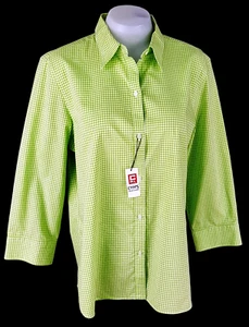 CHAPS CLASSICS By RALPH LAUREN Womans Green 3/4 Sleeve EVENING SHIRT - XL - £65 - Picture 1 of 12