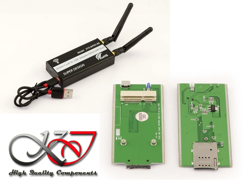 Adapter MiniPCIe for USB for module WWAN LTE - Slot SIM 3G 4G - Image 1 of 1